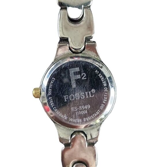 FOSSIL F2 & Fossil Blue Ladies Date Silver Gold Tone Women's Watch Lot of 2 - Picture 6 of 8
